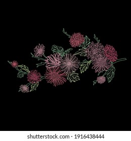Flores de piedra dibujadas a mano, elementos de diseño. Se puede usar para tarjetas, invitaciones, banners, afiches, diseño de impresión. Fondo floral en estilo de arte lineal
