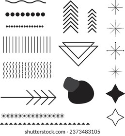 Decorative hand drawn bohemian elements collection. Editable vector illustration for website, sticker, icon and decoration..