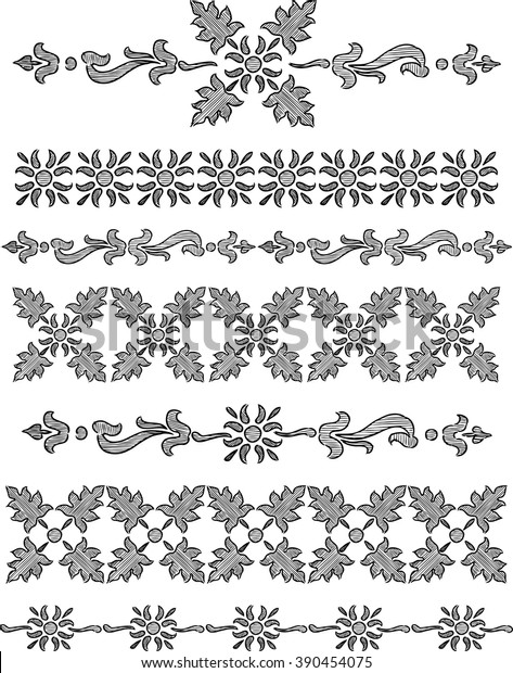 Decorative Hand Drawn Borders Stock Vector (Royalty Free) 390454075