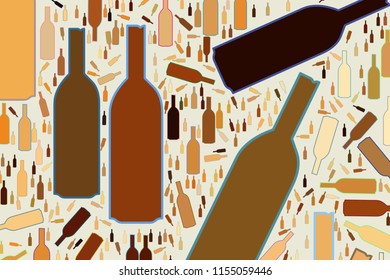Decorative and hand drawn bottle illustrations. For design texture & background. Vector artwork.