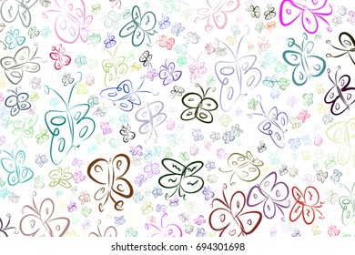 Decorative hand drawn butterfly art illustrations. Good for design texture & background. Cartoon style vector graphic.