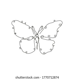 Decorative hand drawn butterfly, design element. Can be used for cards, invitations, banners, posters, print design. Continuous line art style. Insect theme