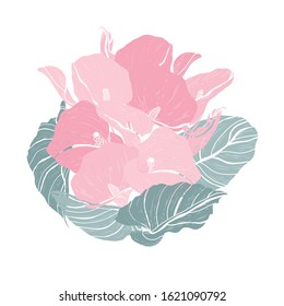 Decorative hand drawn calla flowers, design elements. Can be used for cards, invitations, banners, posters, print design. Floral background in line art style