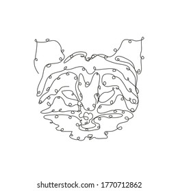 Decorative hand drawn cat, design element. Can be used for cards, invitations, banners, posters, print design. Continuous line art style. Animal theme