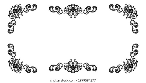 Decorative hand drawn classic vintage ornament Text Separator. Retro hand drawn text dividers victorian old frames. Text lines vintage border scribble dividing line elements doodle vector illustration