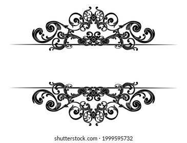 Decorative hand drawn classic vintage ornament Text Separator. Retro hand drawn text dividers victorian old frames. Text lines vintage border scribble dividing line elements doodle vector illustration