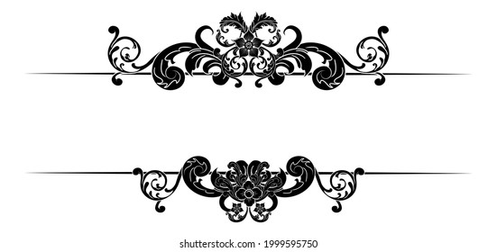 Decorative hand drawn classic vintage ornament Text Separator. Retro hand drawn text dividers victorian old frames. Text lines vintage border scribble dividing line elements doodle vector illustration