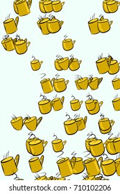 Decorative hand drawn coffee cup art illustrations. Good for design texture & background. Cartoon style vector graphic.