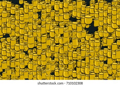 Decorative hand drawn coffee cup art illustrations. Good for design texture & background. Cartoon style vector graphic.