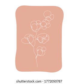 Decorative hand drawn cotton plant, design element. Can be used for cards, invitations, banners, posters, print design. Continuous line art style