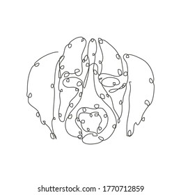 Decorative hand drawn dog, design element. Can be used for cards, invitations, banners, posters, print design. Continuous line art style. Animal theme
