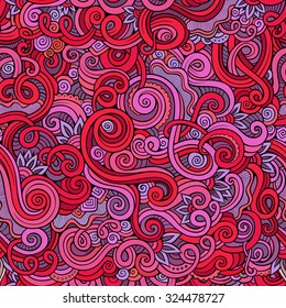 Decorative hand drawn doodle nature ornamental curl vector colorful seamless pattern