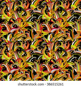 Decorative hand drawn doodle nature ornamental curl vector bright pink seamless pattern