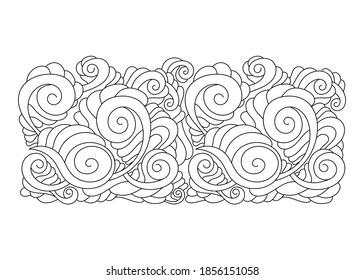 Decorative hand drawn doodle ornamental curl border. Vector sketchy for coloring book and other