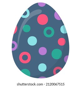 Decorative hand drawn egg with circles. Happy Easter holiday. Spring colorful egg isolated on white background. Abstract doodle vector illustration for greeting card, invitation