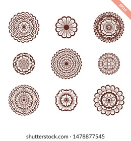 Decorative hand drawn element henna style collection. Floral set for your design, tattoo. Henna-mehndi doodles design
