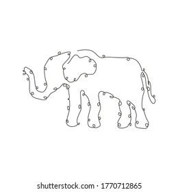 elefante dibujado a mano, elemento de diseño. Se puede usar para tarjetas, invitaciones, banners, afiches, diseño de impresión. Estilo de arte de línea continuo. Tema de animales