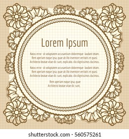 Decorative hand drawn frame on vintage background. Vector illustration