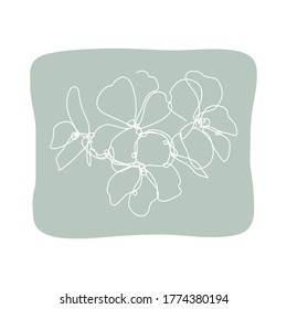 Decorative hand drawn geranium flower, design element. Can be used for cards, invitations, banners, posters, print design. Continuous line art style