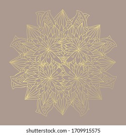 Decorative hand drawn golden mandala, design element. Can be used for cards, invitations, banners, posters, print design. Mandala background