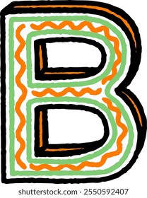 Decorative Hand drawn Letter Alphabet Vector B