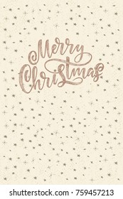 Decorative hand drawn lettering. Handwritten phrase Merry Christmas isolated on black background. Trendy vector design for xmas decor and posters, vector illustration