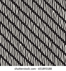 Decorative hand drawn lines seamless pattern. Endless ornament with black ink strokes doodles. Freehand painted stylish background.