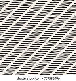Decorative hand drawn lines seamless pattern. Endless ornament with black ink strokes doodles. Freehand painted stylish background.