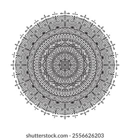 Decorative Hand Drawn Mandala Art with Artistic Symmetry Circle Shape and Detailed Line Work