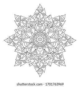 Mandala dibujada a mano, elemento de diseño. Se puede utilizar para tarjetas, invitaciones, banners, carteles, diseño de impresión. Antecedentes de Mandala