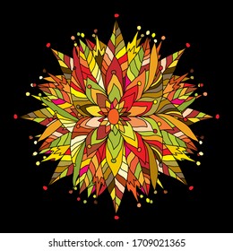 Decorative hand drawn mandala, design element. Can be used for cards, invitations, banners, posters, print design. Mandala background