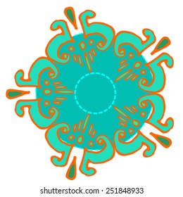 Decorative hand drawn pattern element (round symmetrical shape). Vector illustration. 