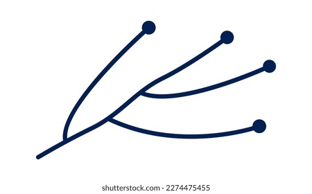 Decorative hand drawn plant branches flat icon. Vector illustration