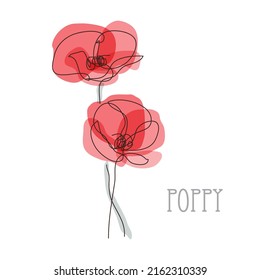 Decorative hand drawn poppy flower, design element. Can be used for cards, invitations, banners, posters, print design. Floral background