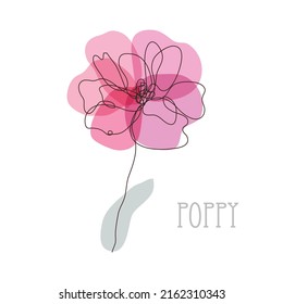 Decorative hand drawn poppy flower, design element. Can be used for cards, invitations, banners, posters, print design. Floral background