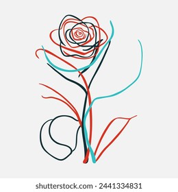 decorative hand drawn roses isolated on white. Flower icon. Vector illustration