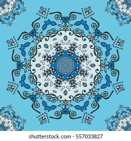 Decorative hand drawn seamless mandala pattern. Colorful abstract art, stylized floral doodle background. Tribal ethnic ornate decoration. Arabic, indian, turkish ornament. Geometric repeating texture