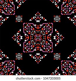 Decorative hand drawn seamless pattern. Tribal ethnic ornate decoration. Moroccan, Arabic, Indian, Turkish, ornament. Vector llustration.