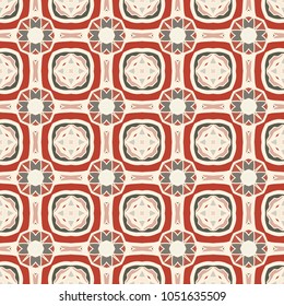 Decorative hand drawn seamless pattern. Colorful abstract art, stylized floral doodle background. Tribal ethnic ornate decoration. Arabic, indian, turkish ornament. Vector geometric repeating texture