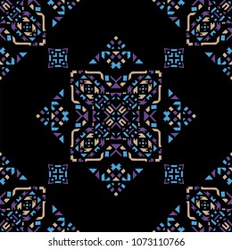 Decorative hand drawn seamless pattern. Tribal ethnic ornate decoration. Moroccan, Arabic, Indian, Turkish, ornament. Vector llustration.