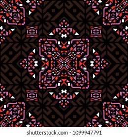 Decorative hand drawn seamless pattern. Tribal ethnic ornate decoration. Moroccan, Arabic, Indian, Turkish, ornament. Vector llustration.