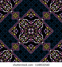 Decorative hand drawn seamless pattern. Tribal ethnic ornate decoration. Moroccan, Arabic, Indian, Turkish, ornament. Vector llustration.