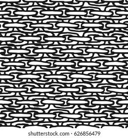 Decorative hand drawn seamless pattern. Endless ornament with black ink doodles on white backdrop. Hand painted stylish background for fabric, wrapping, packaging paper, wallpaper