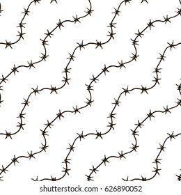 Decorative hand drawn seamless pattern. Endless ornament with black ink doodles on white backdrop. Hand painted stylish background for fabric, wrapping, packaging paper, wallpaper