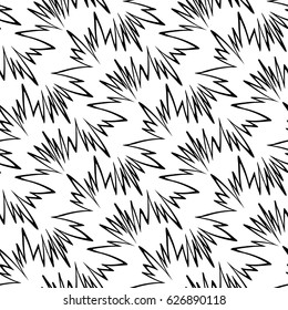 Decorative hand drawn seamless pattern. Endless ornament with black ink doodles on white backdrop. Hand painted stylish background for fabric, wrapping, packaging paper, wallpaper