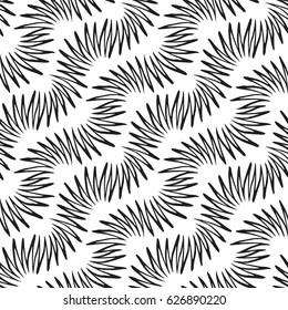 Decorative hand drawn seamless pattern. Endless ornament with black ink doodles on white backdrop. Hand painted stylish background for fabric, wrapping, packaging paper, wallpaper