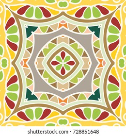 Decorative hand drawn seamless pattern. Colorful abstract art, stylized floral doodle background. Tribal ethnic ornate decoration. Arabic, indian, turkish ornament. Vector geometric repeating texture