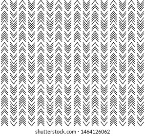 Decorative hand drawn seamless vector pattern.  Ethnic style black and white minimalistic background. - Vector graphics