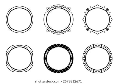 Conjunto de marco de Vector dibujado a mano decorativo