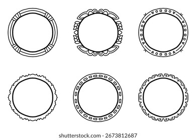 Conjunto de marco de Vector dibujado a mano decorativo